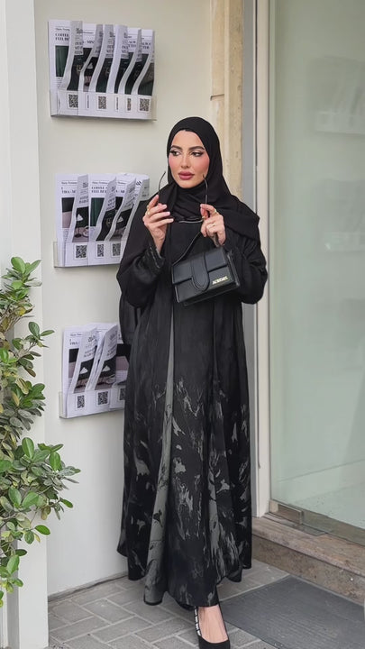 Elara green dress and Abaya